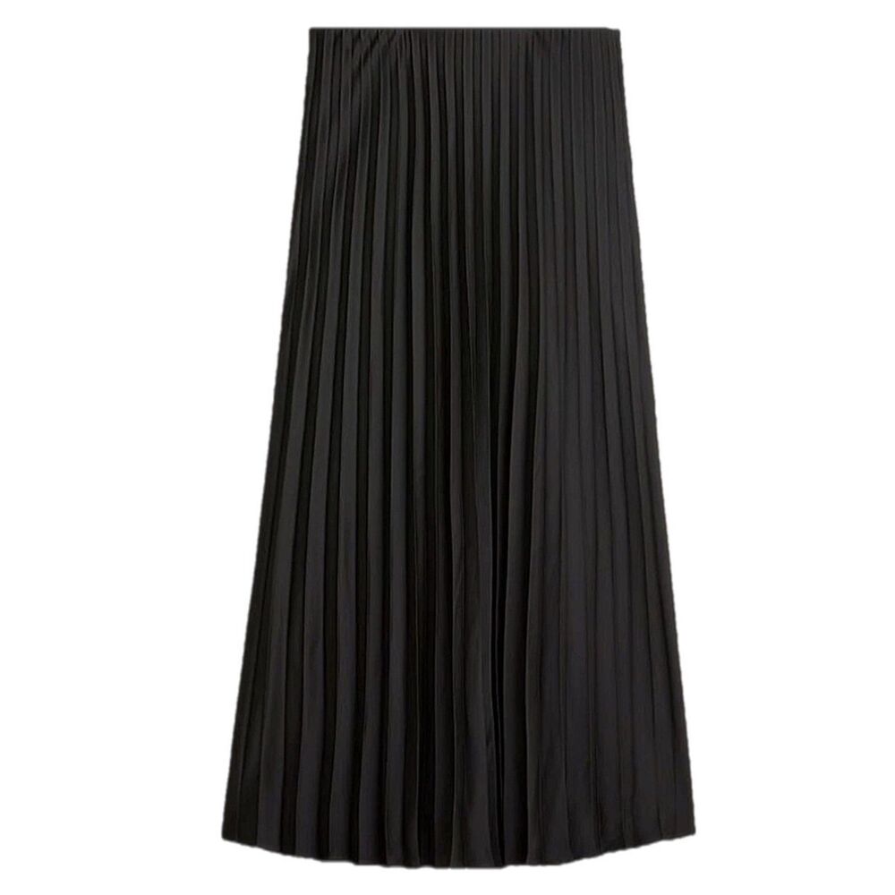 J. Crew Gwyneth Pleated Elastic Waist Midi Skirt Black Size Large NWT Pull-On